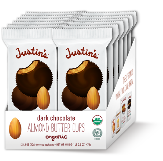 Justin's Dark Chocolate Almond Butter Cup 1.4 Ounce Size - 72 Per Case.