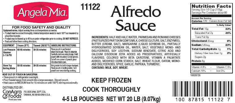 Angela Mia Alfredo Sauce 80 Ounce Size - 4 Per Case.