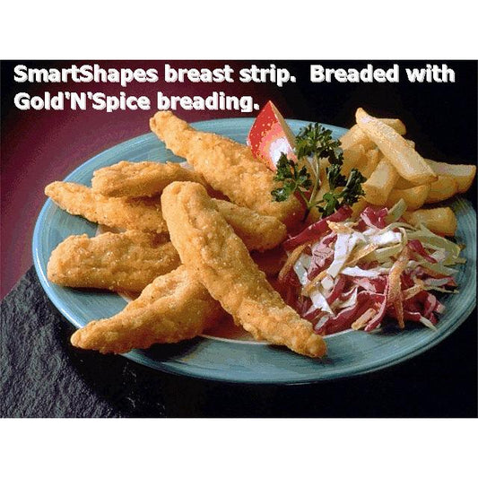 Chicken Fully Cooked Smartshapes™ G'n's Breaded Brst Strips Avg 5 Pound Each - 2 Per Case.