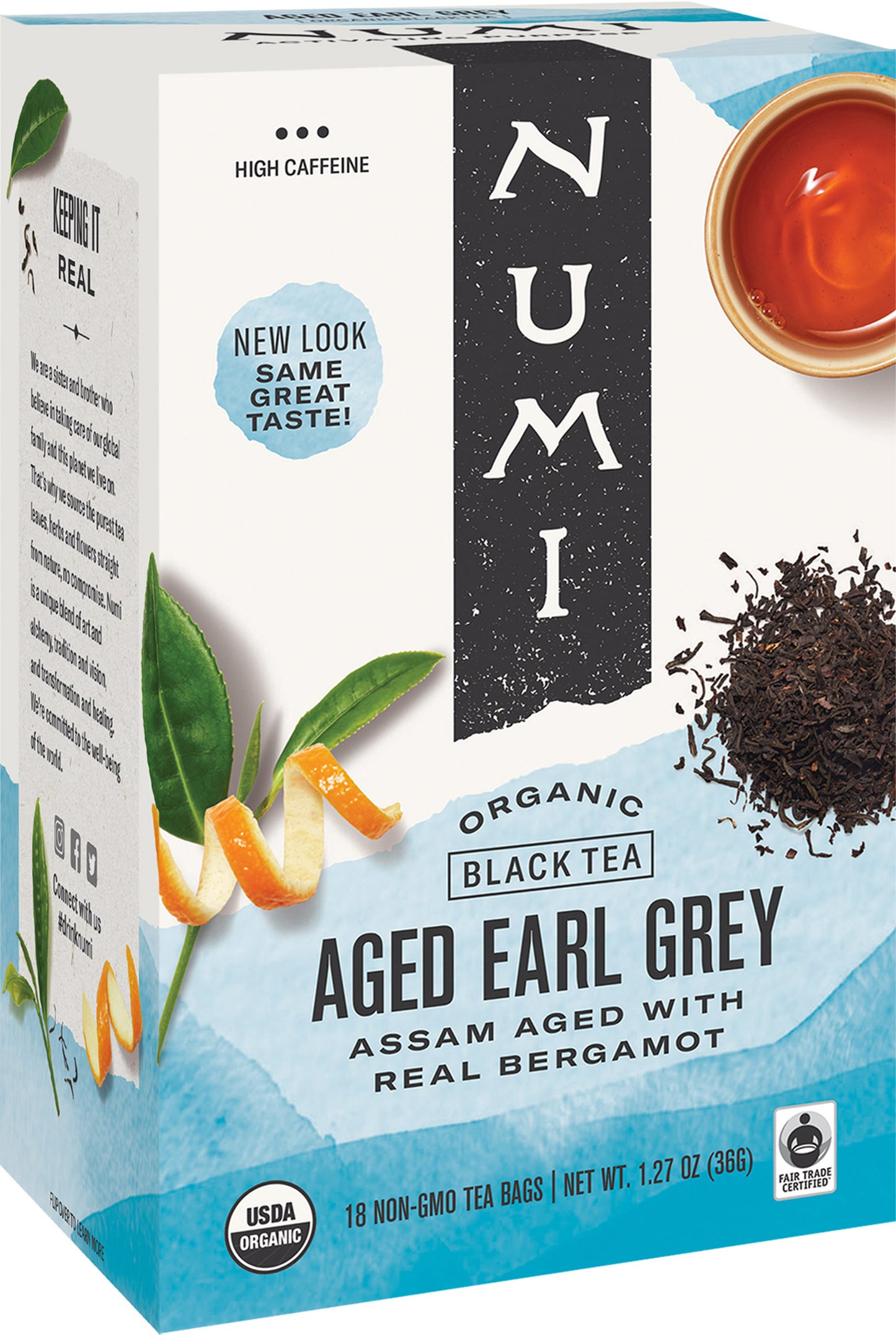 Numi Aged Earl Grey Black Tea 18 Count Packs - 6 Per Case.