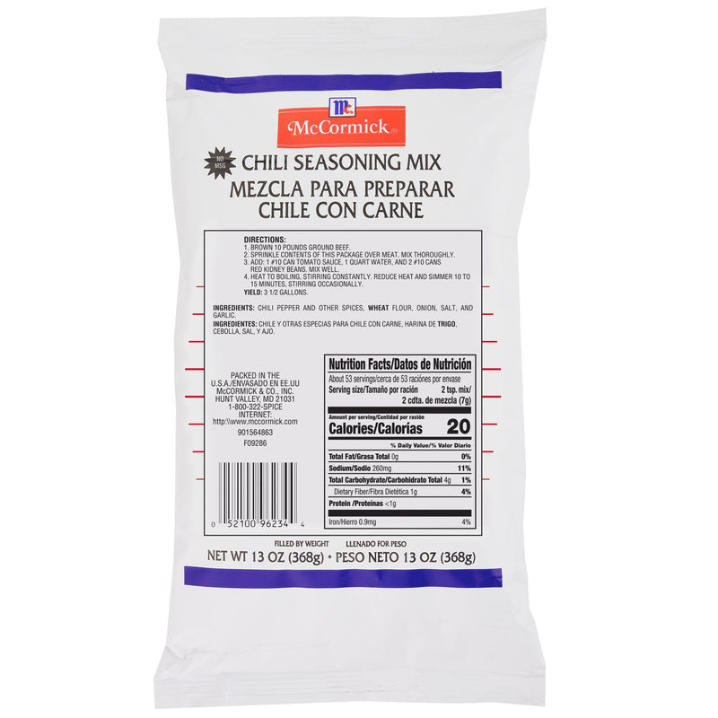 Mccormick Culinary Chili Seasoning Mix 13 Ounce Size - 6 Per Case.