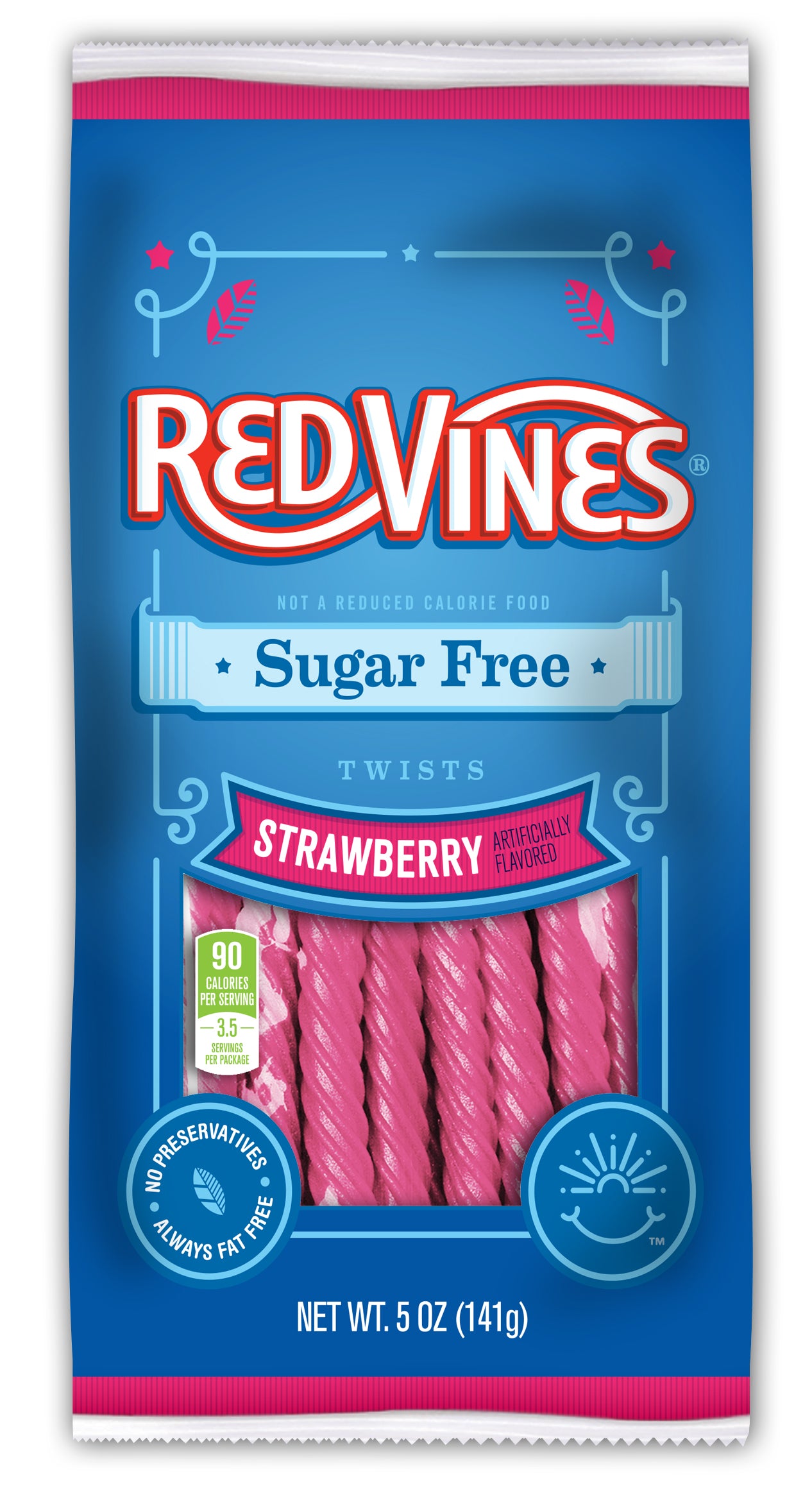 Red Vines Twists Strawberry Sugar Free Casebag 5 Ounce Size - 12 Per Case.