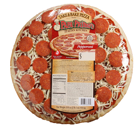 Papa Primo's Large Pepperoni Pizza 33 Ounce Size - 6 Per Case.