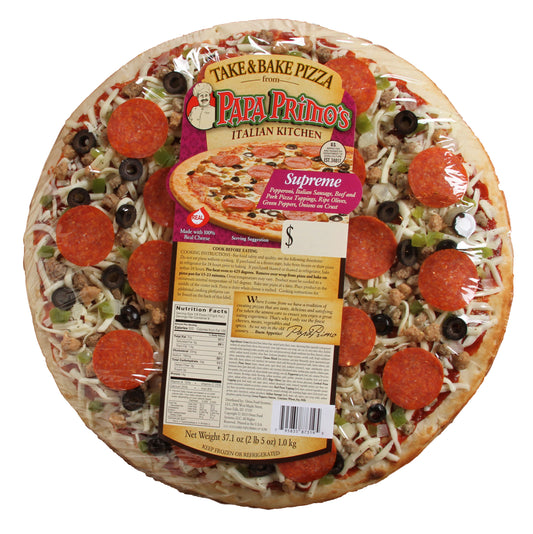 Papa Primo's Large Supreme Pizza Pound 2.3 Pound Each - 6 Per Case.