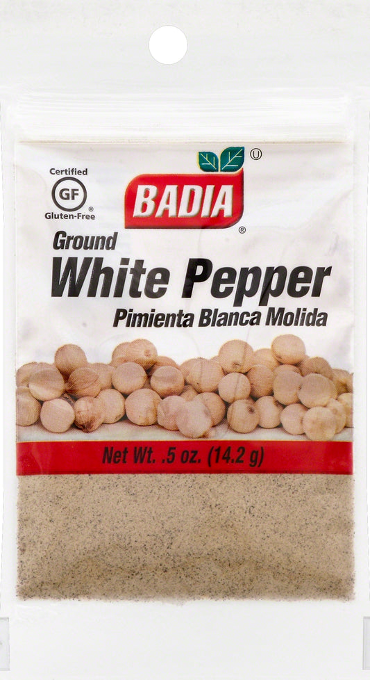 Badia Pepper Ground White 0.5 Ounce Size - 576 Per Case.