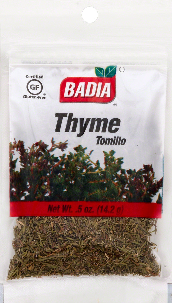 Badia Thyme Leaves 0.5 Ounce Size - 576 Per Case.