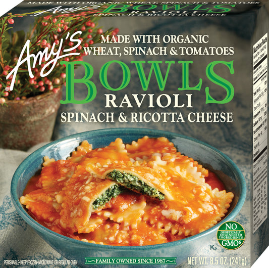 Bowl Spinach Ravioli 8.5 Ounce Size - 12 Per Case.