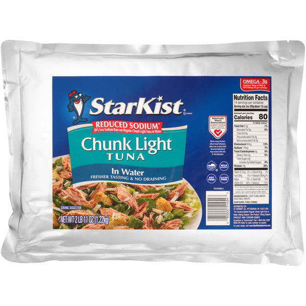 Starkist Light Chunks Low Sodium Vacuum Pak 43 Ounce Size - 6 Per Case.