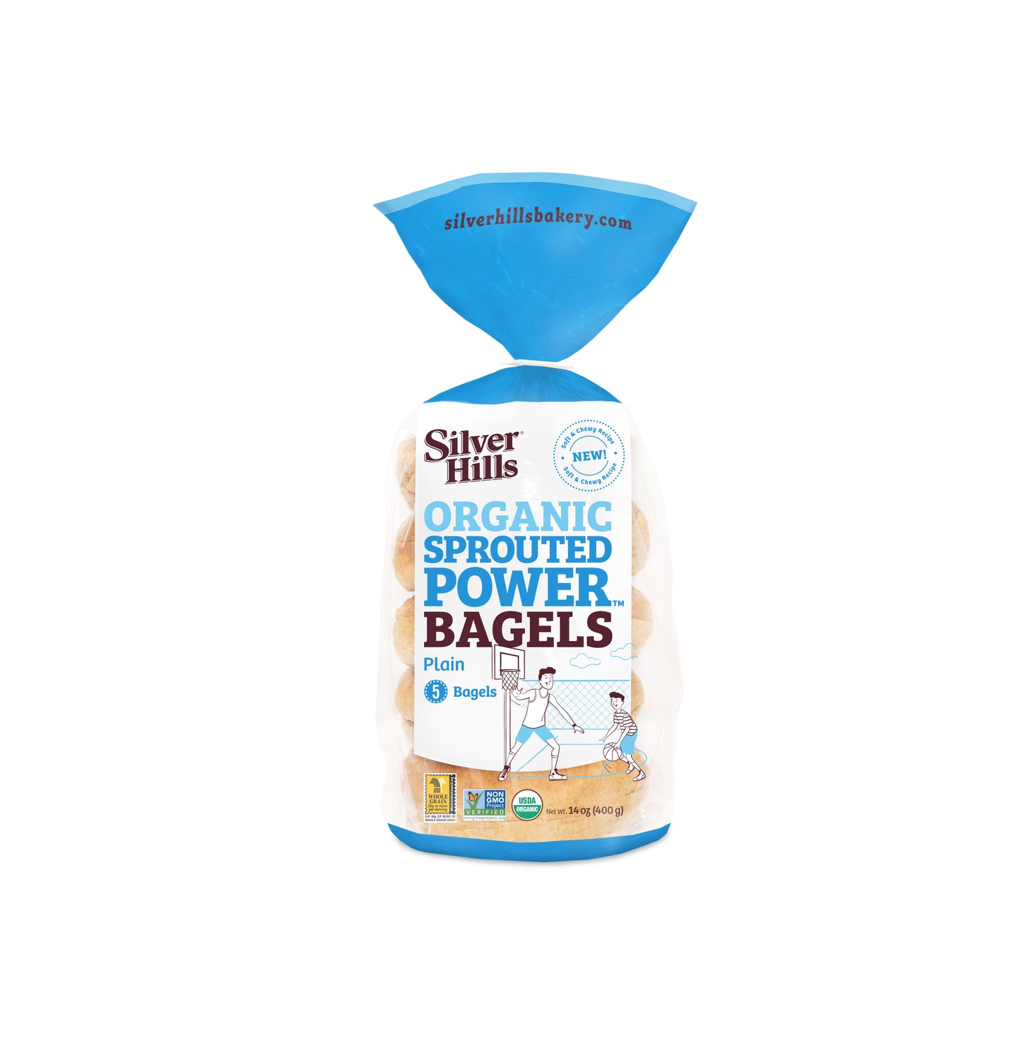 Silver Hills Bakery Organic Sprouted Plain Bagels Vegan 14 Ounce Size - 8 Per Case.