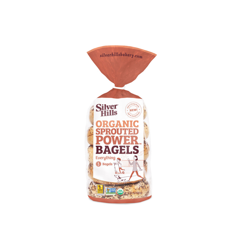 Silver Hills Bakery Organic Sprouted Everything Bagels 14 Ounce Size - 8 Per Case.