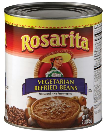 Vegetarian Refried Beans Can 112 Ounce Size - 6 Per Case.