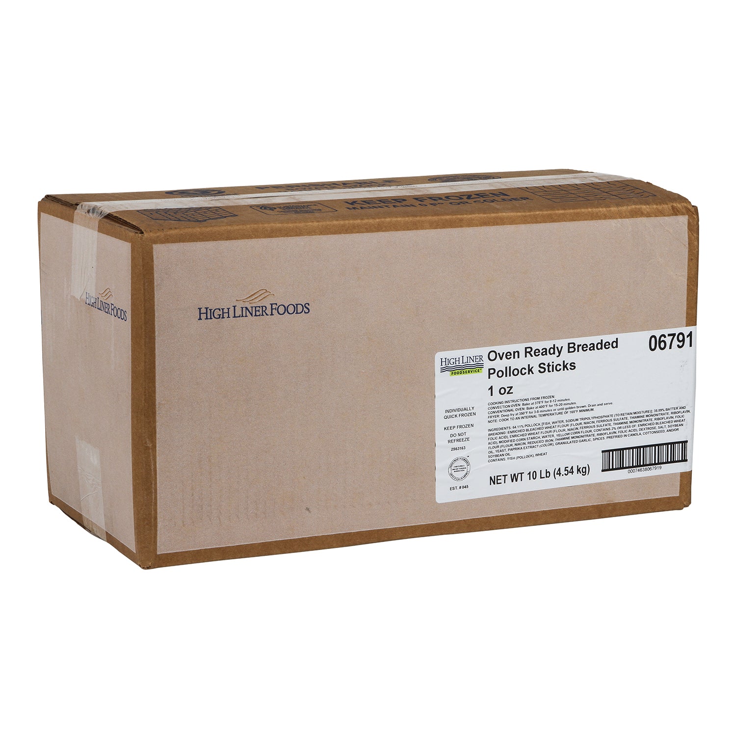 Oven Ready Breaded Pollock Sticks Msc 10 Pound Each - 1 Per Case.