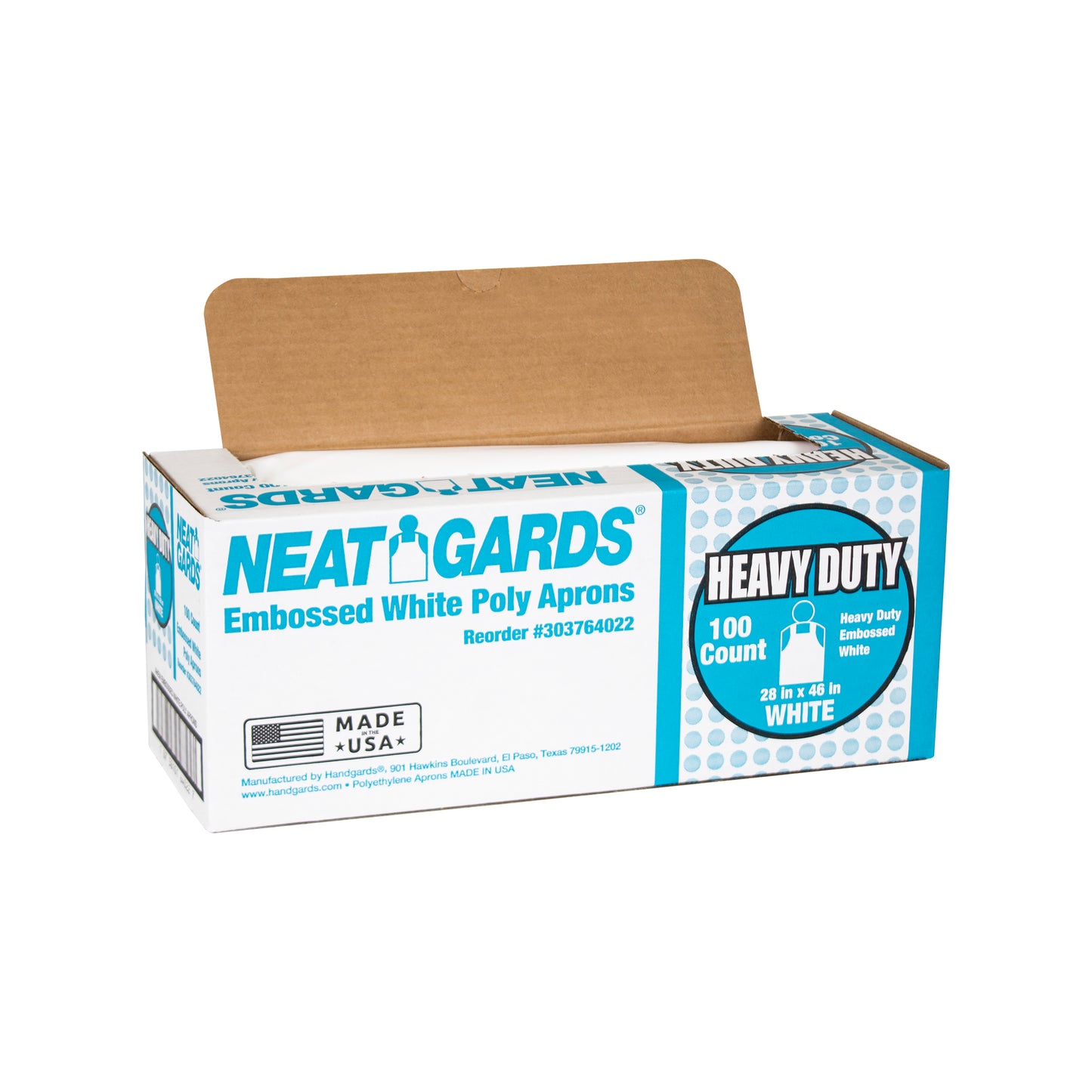 Neatgards Heavy Duty Embossed White Poly Apron 100 Each - 1 Per Case.