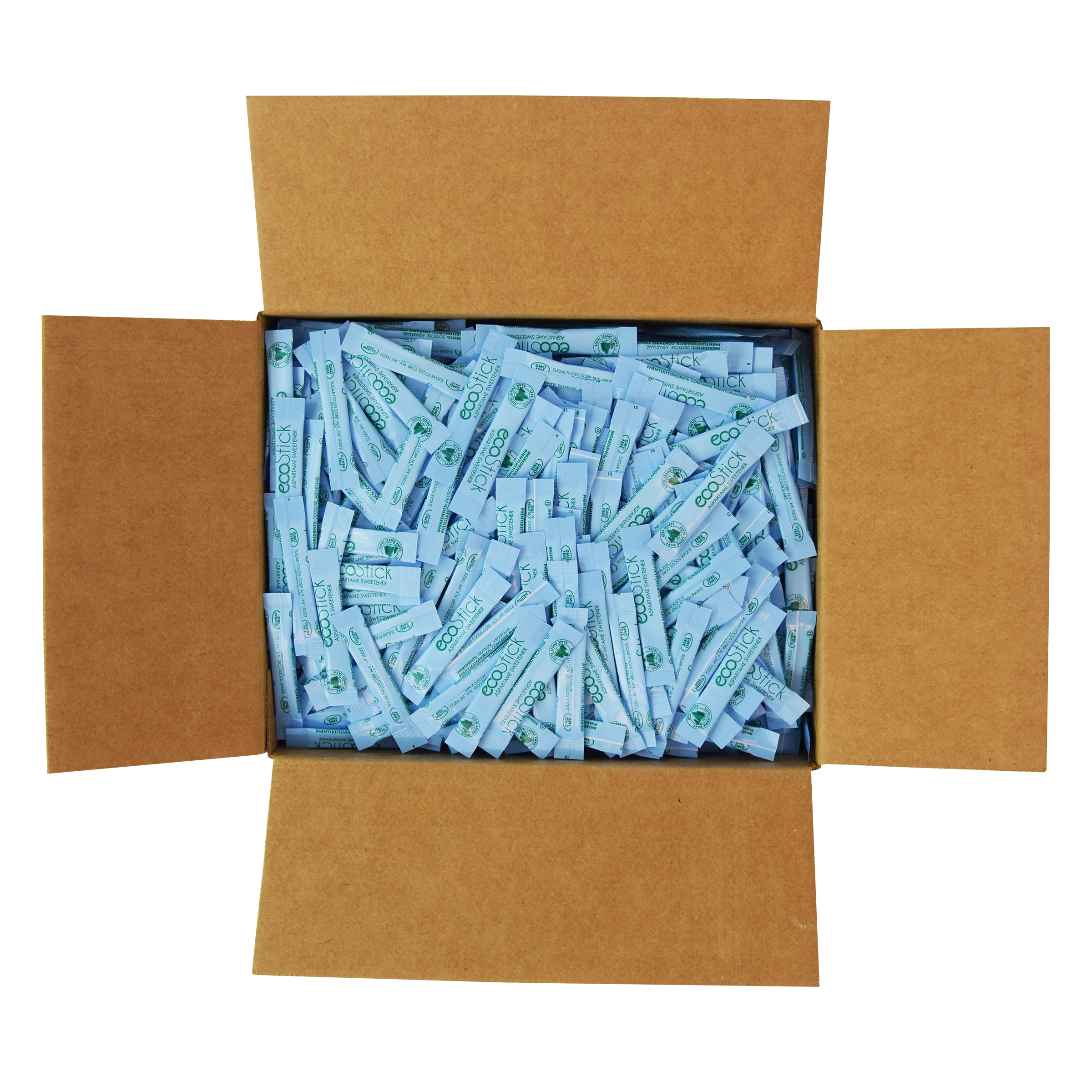 Ecostick Sugar Substitute Aspertame Blue Sticks 0.5 Grams Each - 2000 Per Case.