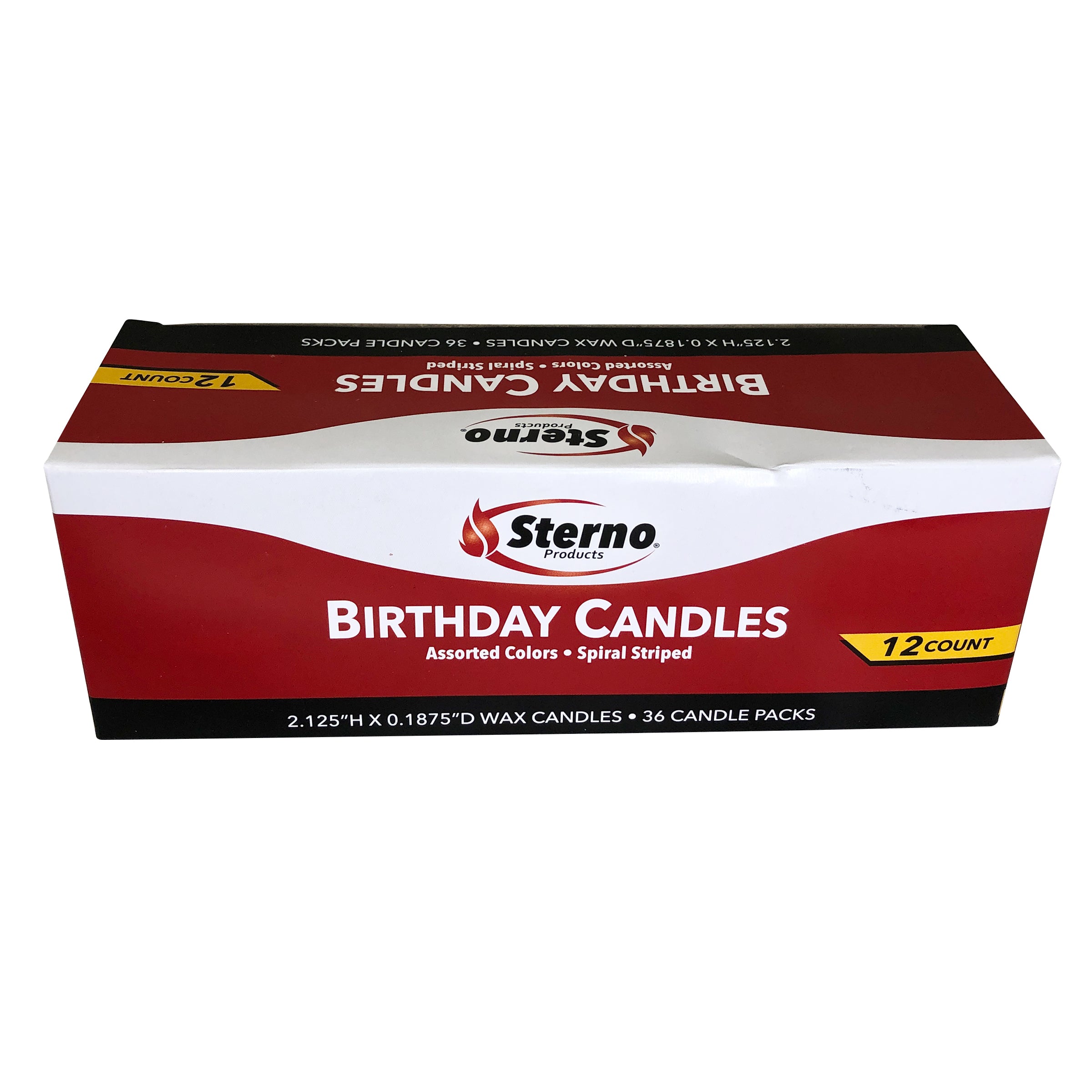 Birthday Candles Spiral Stripe Assorted Colors 12 Each - 144 Per Case.