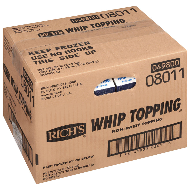 Rich's Non Dairy Ready-To-Whip Pure Pak Carton Whipped Topping 2 Pound Each - 12 Per Case.