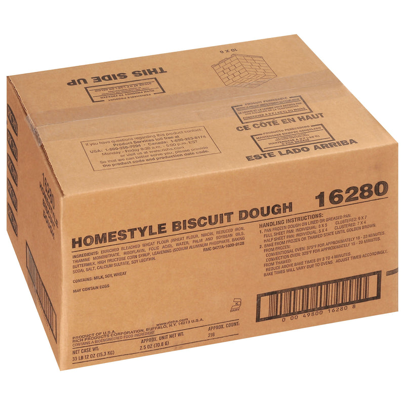 Biscuit Dough Homestyle 2.5 Ounce Size - 216 Per Case.