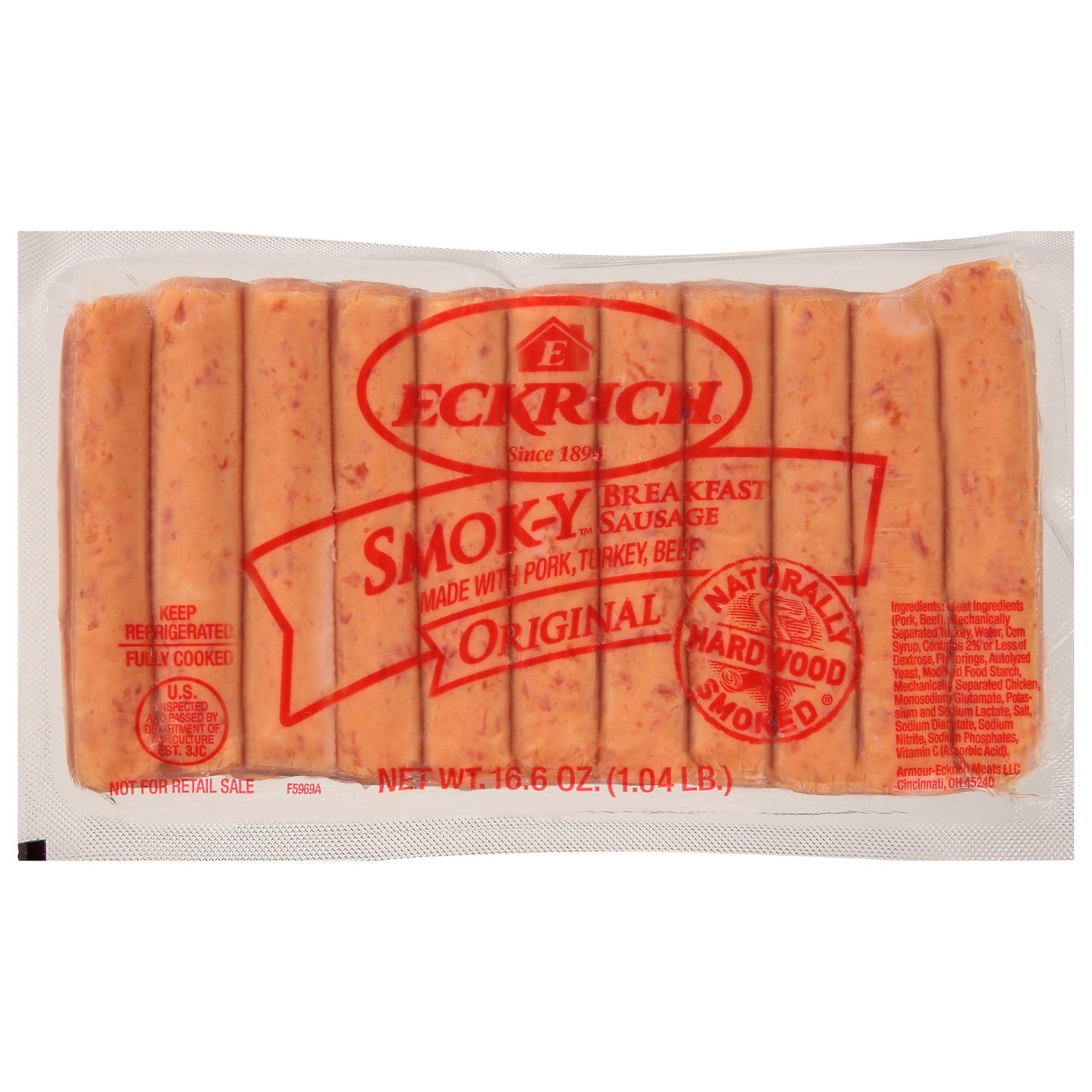 Sausage Smokey Original Link 1.078 Pound Each - 10 Per Case.