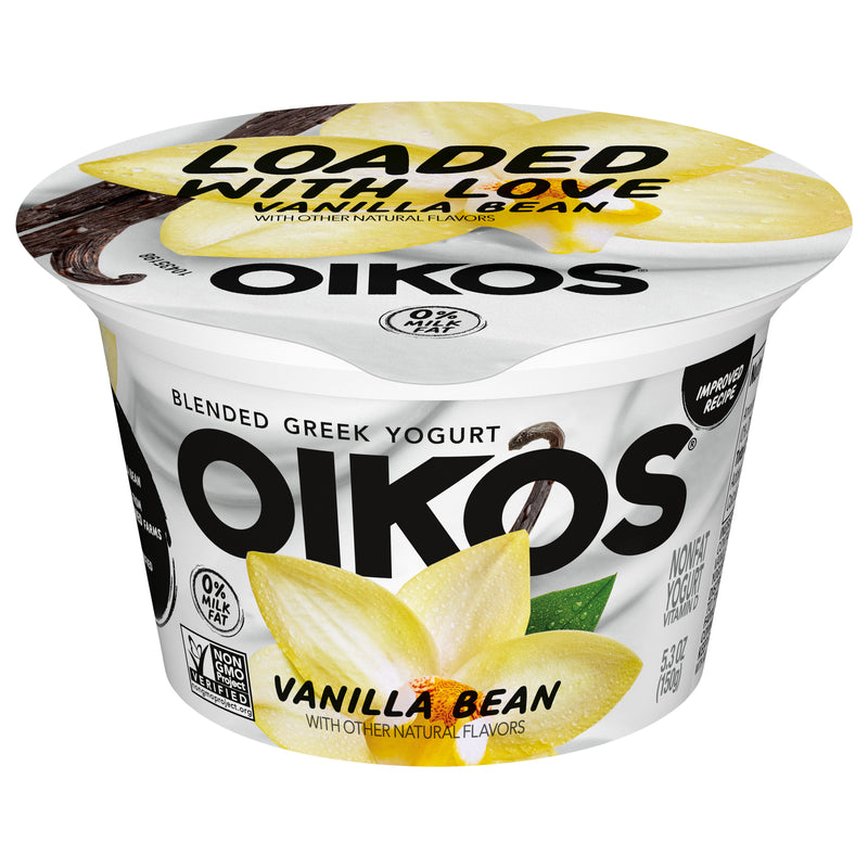 Oikos Dannon Core Vanilla Cups 5.3 Ounce Size - 12 Per Case.