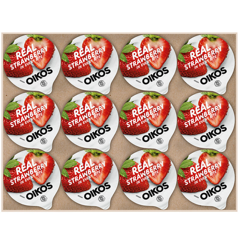 Oikos Dannon Core Strawberry Cups 5.3 Ounce Size - 12 Per Case.