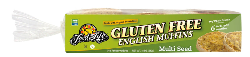 Food For Life Wheat & Gluten Free Multi Seedrice English Muffin 18 Ounce Size - 6 Per Case.