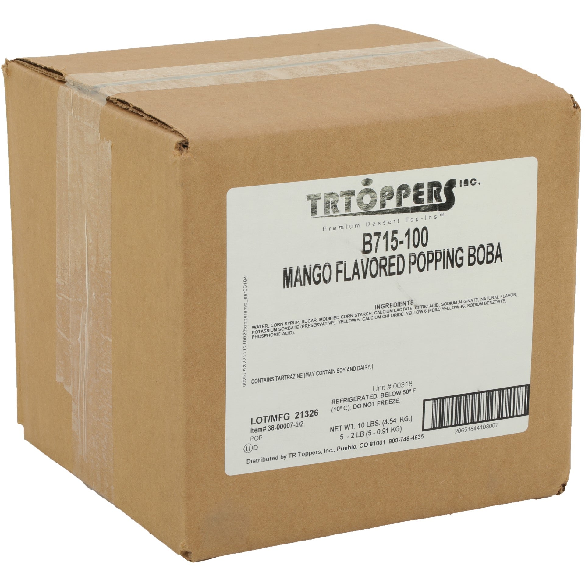 Tr Toppers Mango Flavored Popping 2 Pound Each - 5 Per Case.