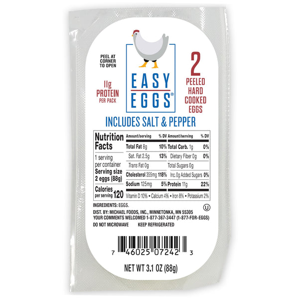 Peeled Hard Cooked Eggs With Salt And Pepper 3.1 Ounce Size - 20 Per Case.