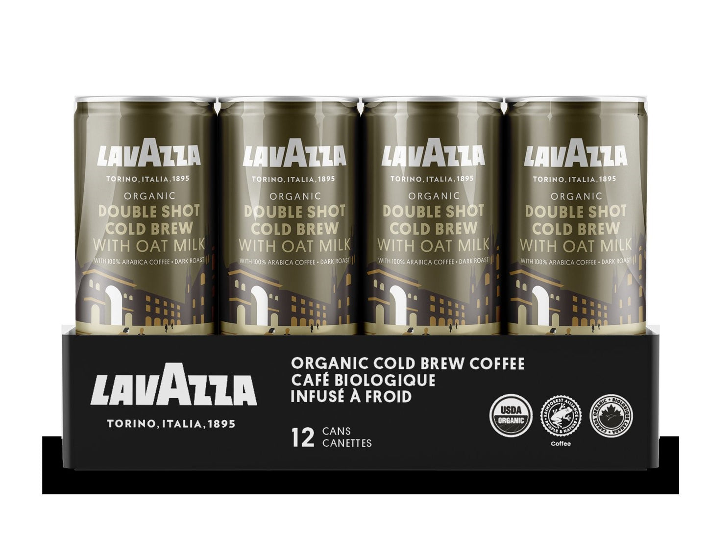 Lavazza Double Shot Cold Brew Oat Milk 8 Ounce Size - 12 Per Case.