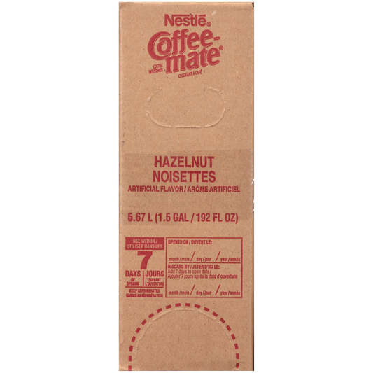 Coffee Mate Hazelnut Coffee Whitener Box 1.5 Gallon - 3 Per Case.