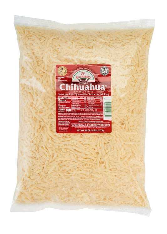 Shredded Queso Chihuahua 5 Pound Each - 4 Per Case.