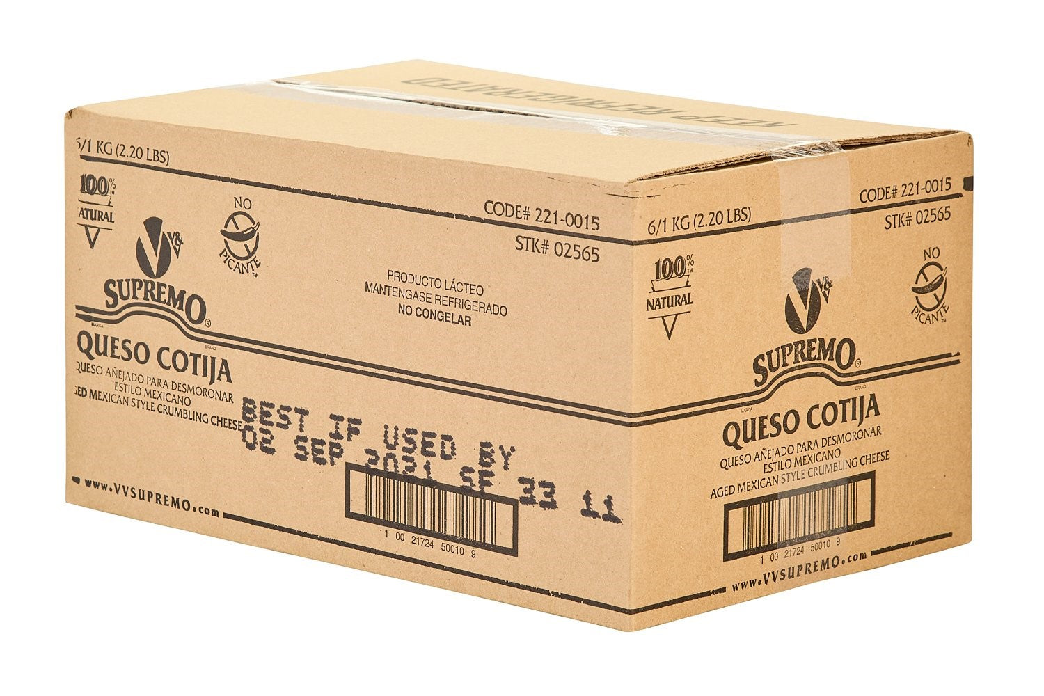 Supremo Sierra Queso Cotija 2.2 Pound Each - 6 Per Case.