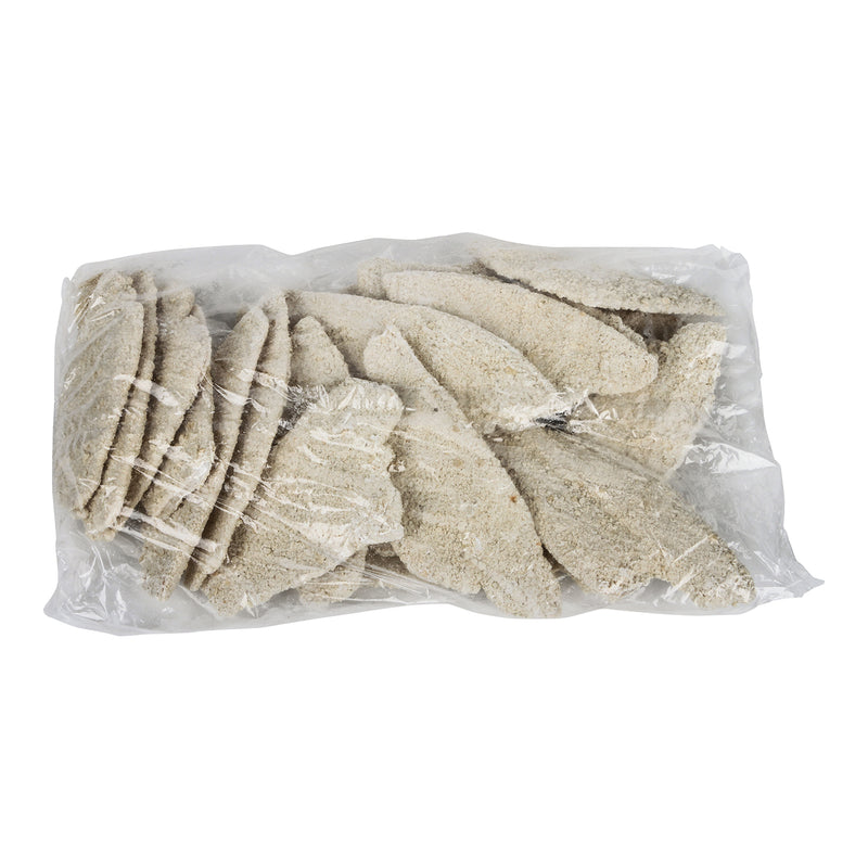 Crunchy Raw Breaded Flounder Fillets Kosher 10 Pound Each - 1 Per Case.