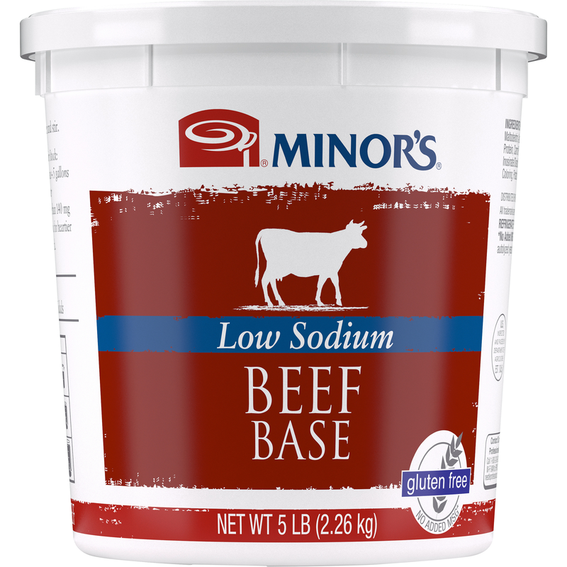 Minor's Beef Base Low Sodium (No Added Msg) Gluten Free 5 Pound Each - 4 Per Case.