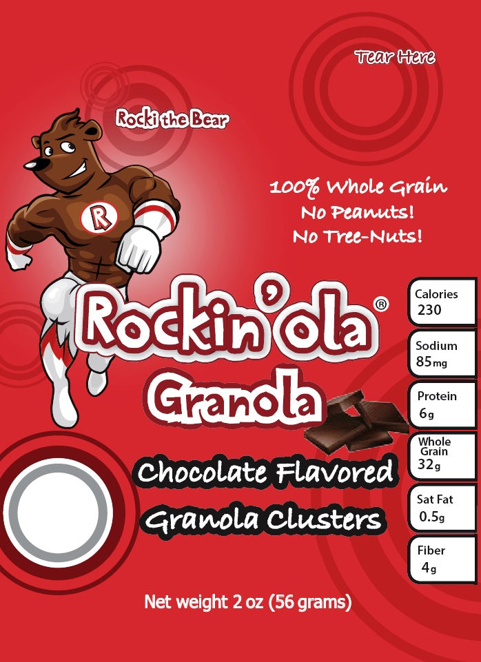 Rockin'ola Chocolate Granola Snack 56 Grams Each - 125 Per Case.