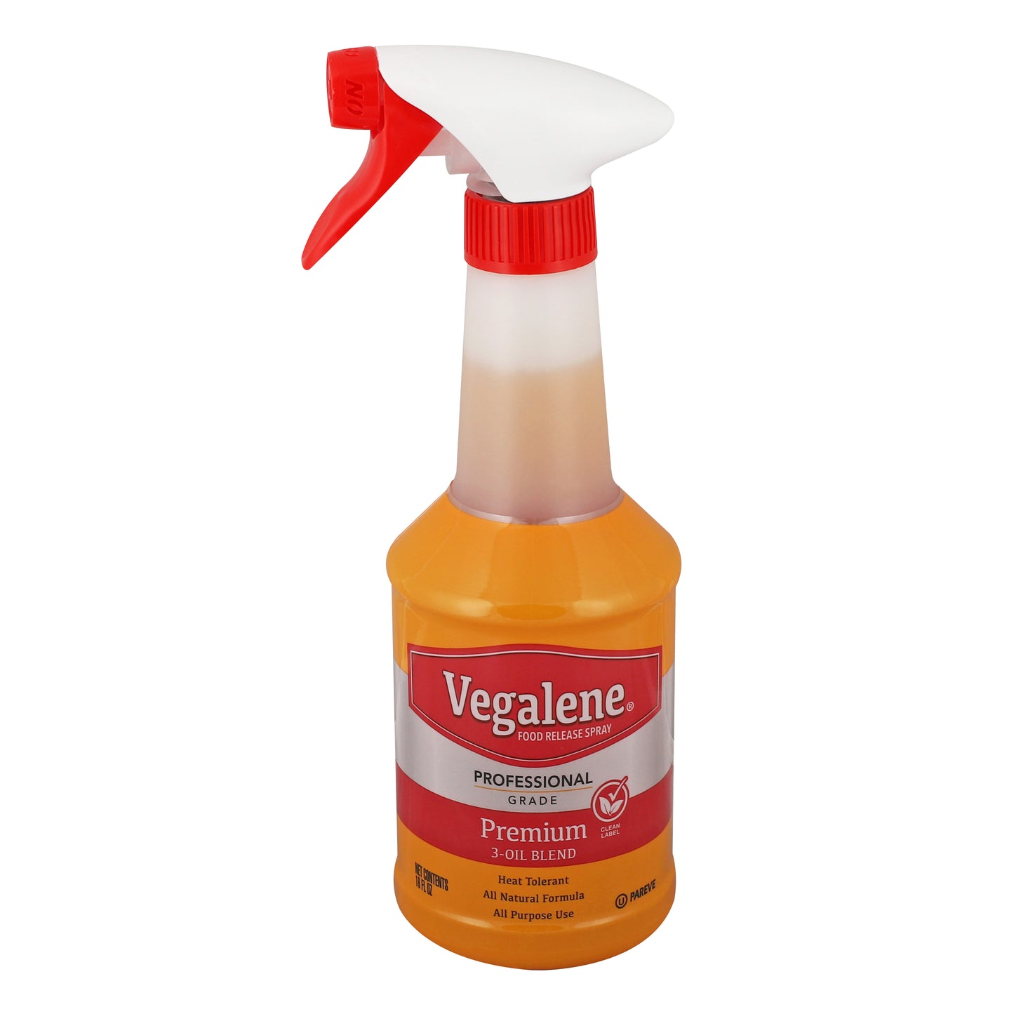 Vegalene Premium Food Release Pan Spray Liquid Bottles Wsprayer 16 Fluid Ounce - 6 Per Case.