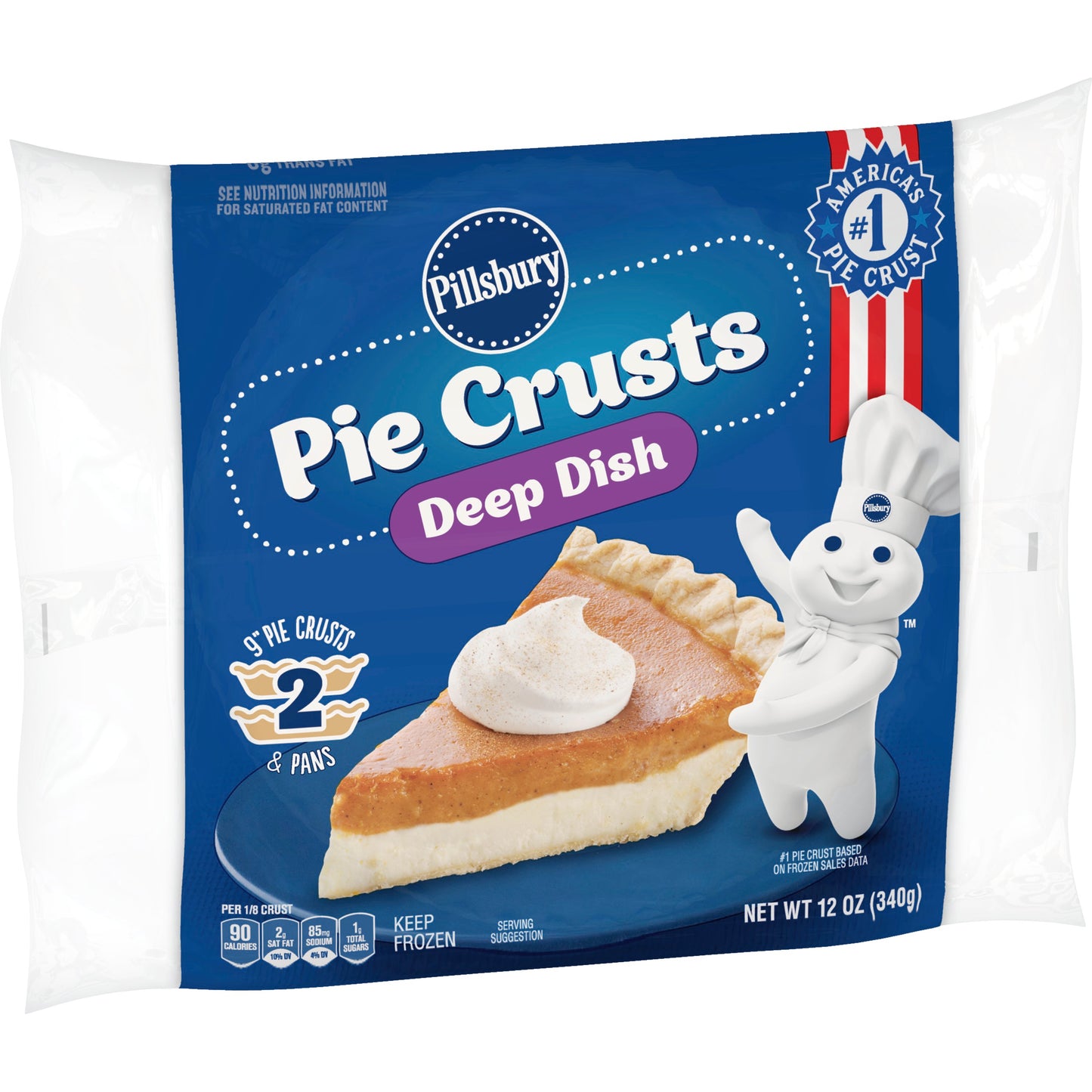 Pillsbury™ Frozen Pie Crust 9" Deep Dish 12 Ounce Size - 12 Per Case.