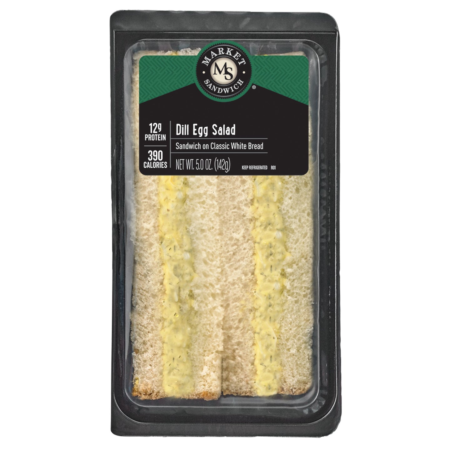 Market Sandwich Dill Egg Salad White Bread Sandwich Wedge 5 Ounce Size - 10 Per Case.