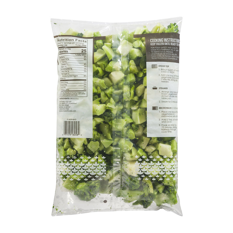 Simplot Simple Goodness Classic Vegetables 1" Broccoli Cuts IQF 2 Pound Each - 12 Per Case.