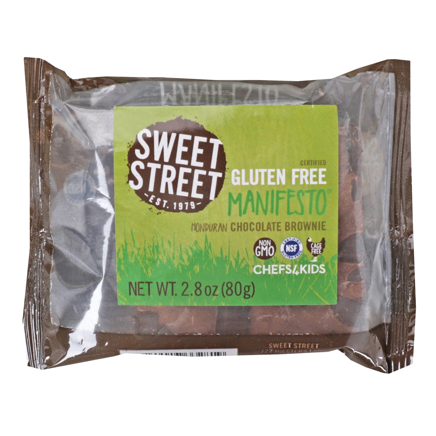 Honduran Chocolate Gluten Free Brownie Manifesto Individually Wrapped 1 Each - 48 Per Case.