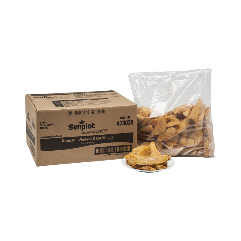 Simplot Seasonedcrisp Cut Krunchie Batteredwedges Skin On 5 Pound Each - 6 Per Case.