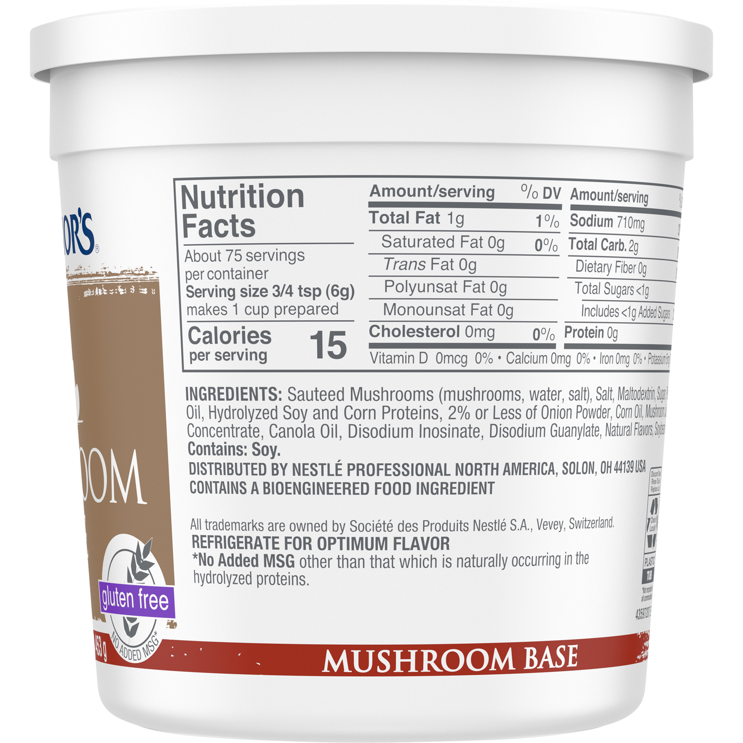 Minor's Mushroom Base (No Added Msg) Gluten Free 1 Pound Each - 6 Per Case.