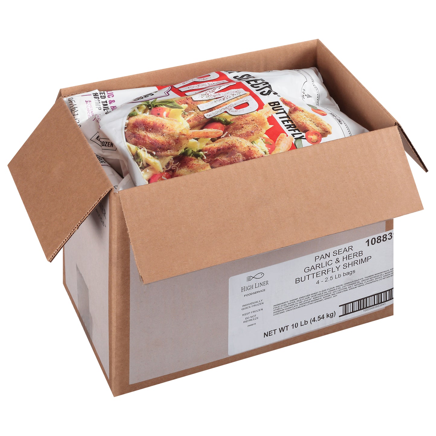 Pan Sear Selects Garlic & Herb Butterfly Shrimp 2.5 Pound Each - 4 Per Case.