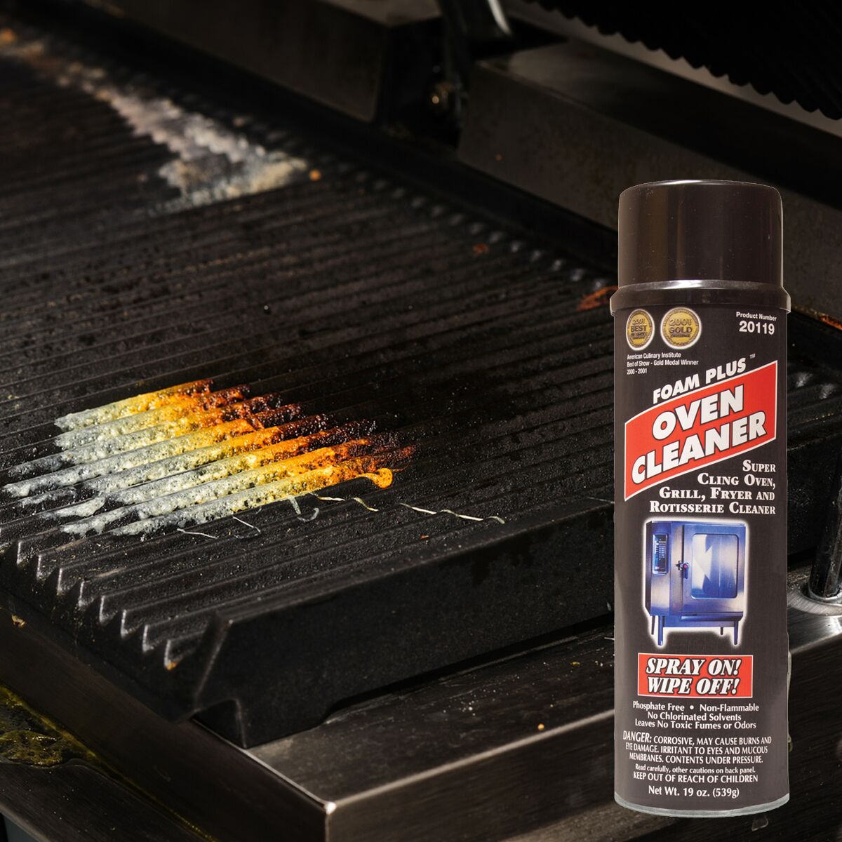 Foam Plus Oven Grill Fryer & Rotisserie Cleaner Lemon Scent 19 Ounce Size - 6 Per Case.