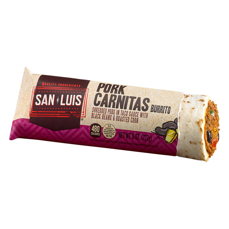 San Luis Pork Carnitas Burrito 8 Ounce Size - 10 Per Case.