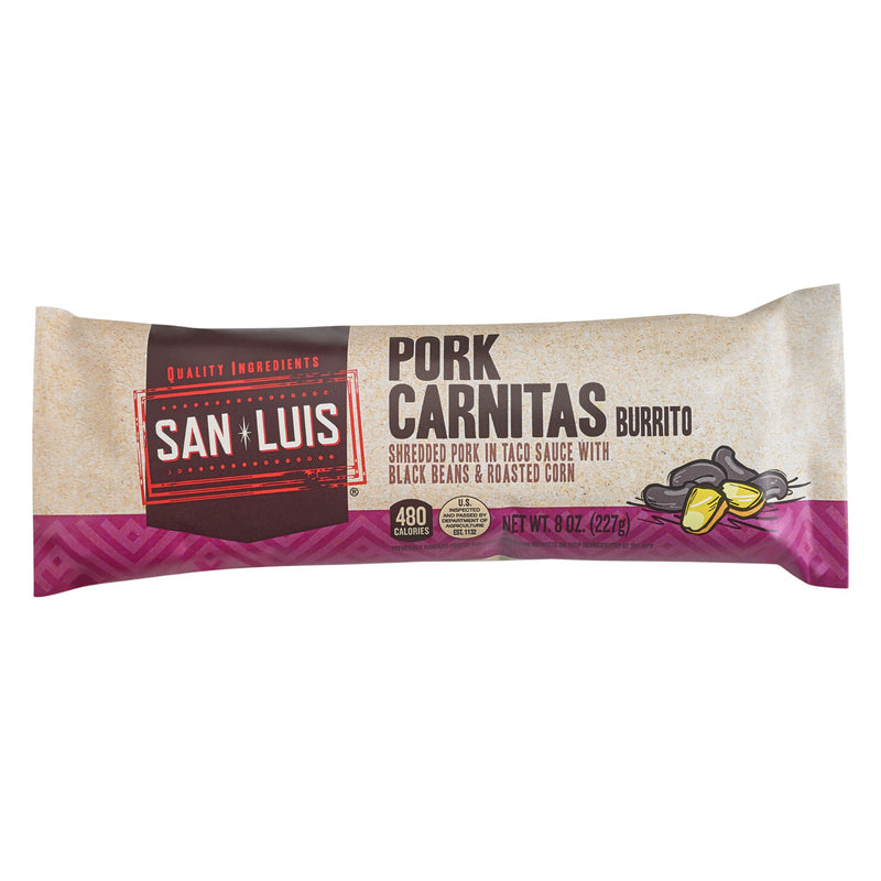 San Luis Pork Carnitas Burrito 8 Ounce Size - 10 Per Case.