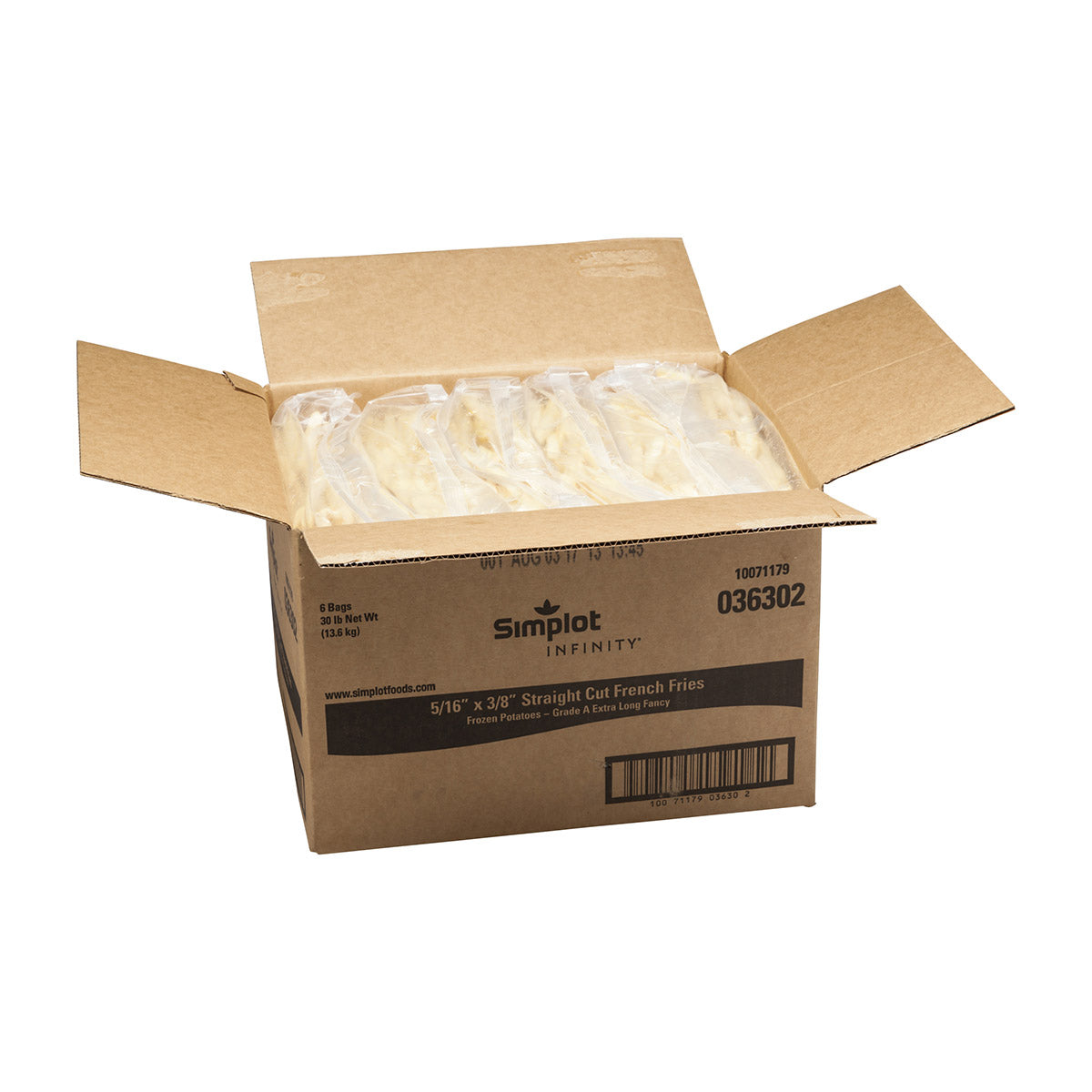 Simplot Infinity 6"x8" Straight Cut Fries 5 Pound Each - 6 Per Case.