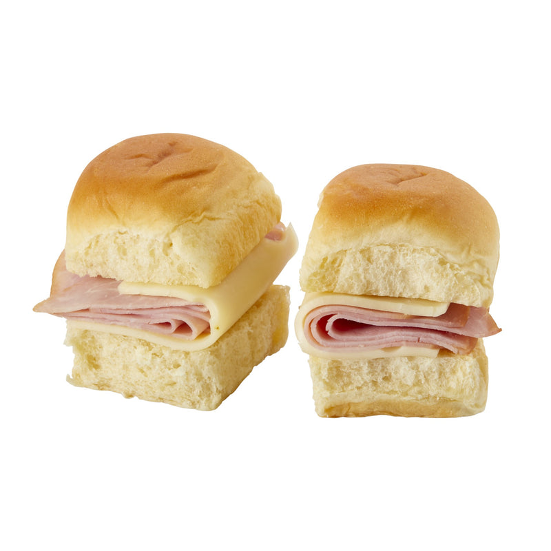 Market Sandwich Smoked Ham And Swiss Sliders 4.3 Ounce Size - 8 Per Case.