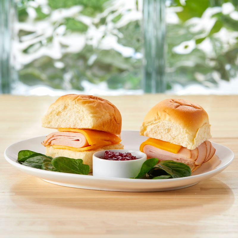 Market Sandwich Smoked White Turkey And Cheddar Sliders 4.3 Ounce Size - 8 Per Case.