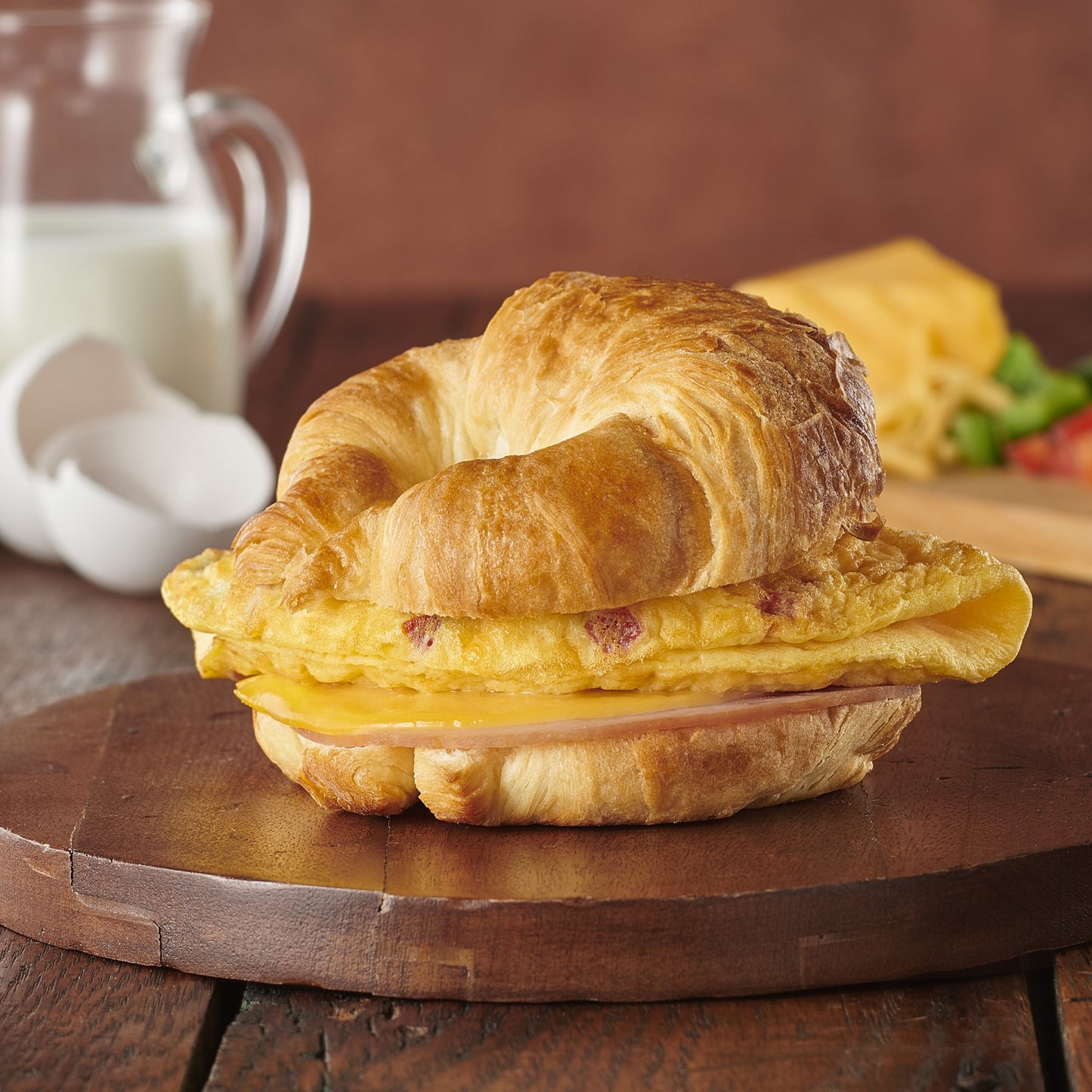 Market Sandwich Ham And Cheese Omelet Croissant 5.8 Ounce Size - 8 Per Case.