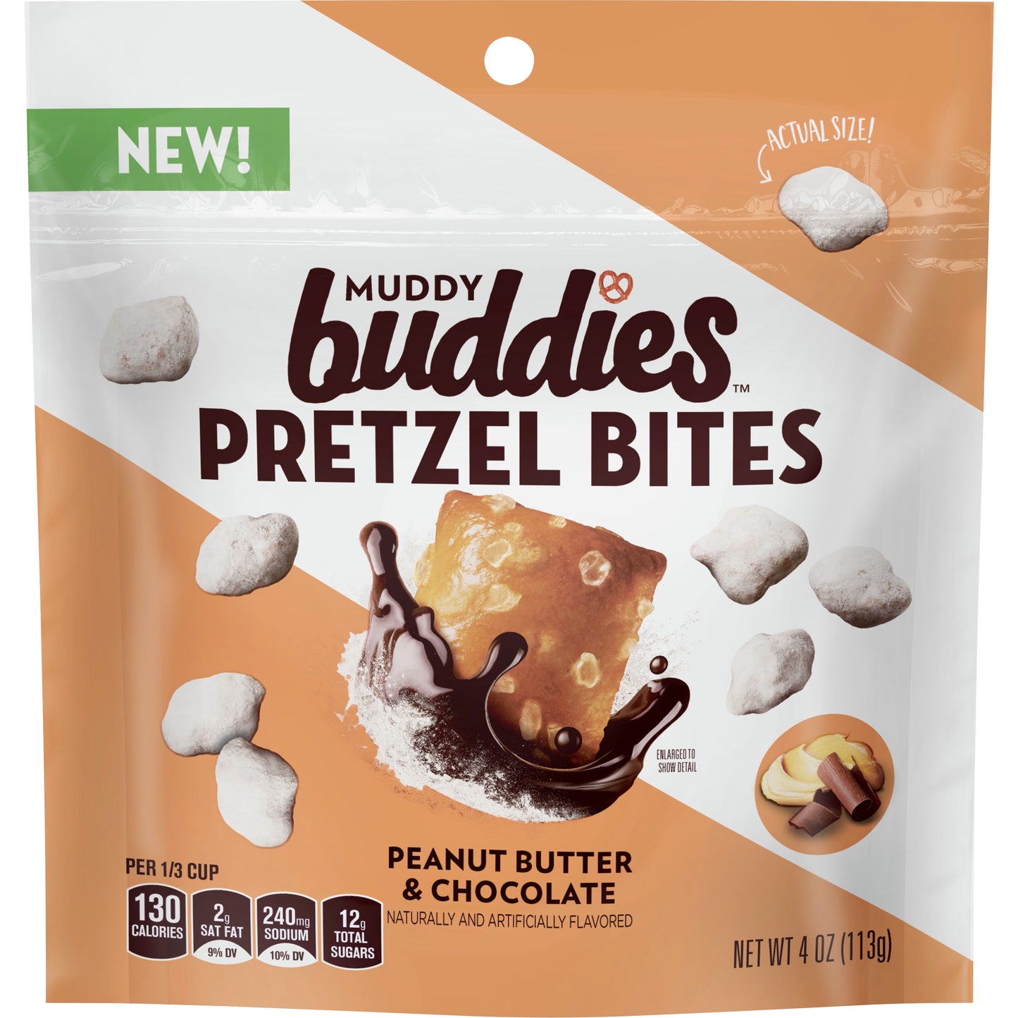 Chex Mix™ Muddy Buddies Pretzel Bites Peanut Butter & Chocolate 4 Ounce Size - 8 Per Case.